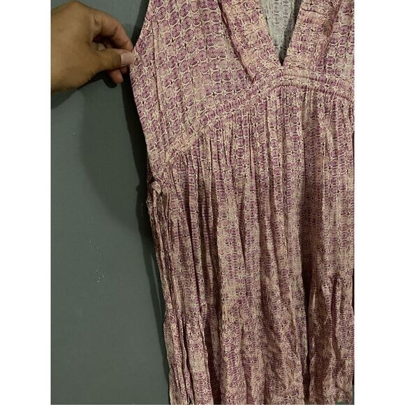 American Threads Long V Neck Tiered Dress Size Large - Picture 4 of 4